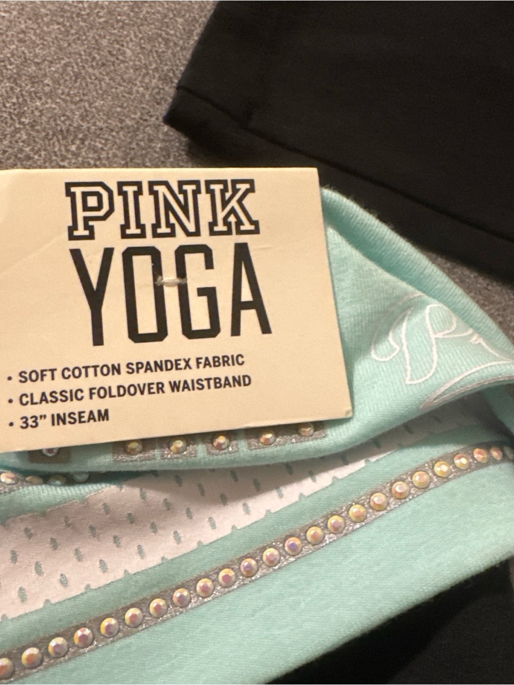 Victoria's Secret PINK Yoga pants Black and Light Teal NWT